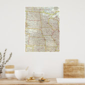 Poster " États-Unis : 1958 Nord Central United States MAP (Cuisine)