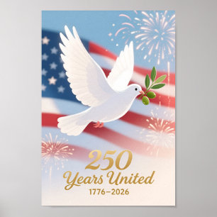 Poster États-Unis 250 Colombe Patriotique 1776–2026