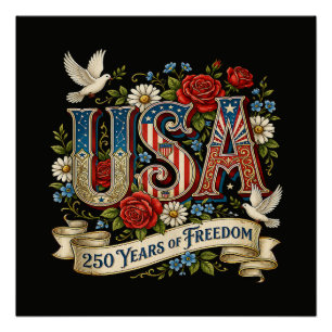 Poster États-Unis Amérique 1776-2026 250 Ans de Liberté