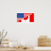 Poster etats-unis amérique canada demi drapeau états-unis (Cuisine)