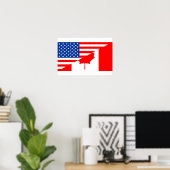 Poster etats-unis amérique canada demi drapeau états-unis (Bureau à domicile)