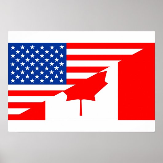Poster etats-unis amérique canada demi drapeau états-unis (Devant)