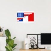 Poster etats-unis amérique france demi drapeau états-unis (Bureau à domicile)
