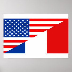 Poster etats-unis amérique france demi drapeau états-unis