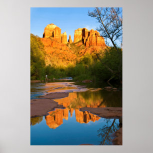 Poster États-Unis, Arizona. Cathedral Rock au coucher du