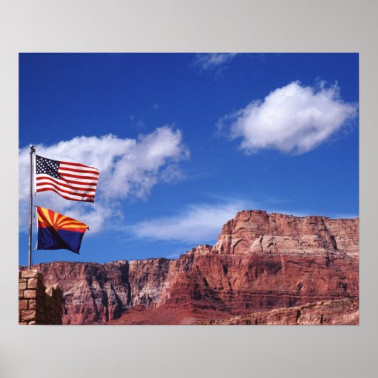 Poster États-Unis, Arizona, Tow flags dans Grand Canyon N (Devant)