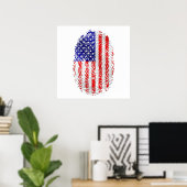 Poster Etats-Unis cadeaux sportifs USA fingerprint flag (Bureau à domicile)