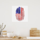 Poster Etats-Unis cadeaux sportifs USA fingerprint flag (Cuisine)