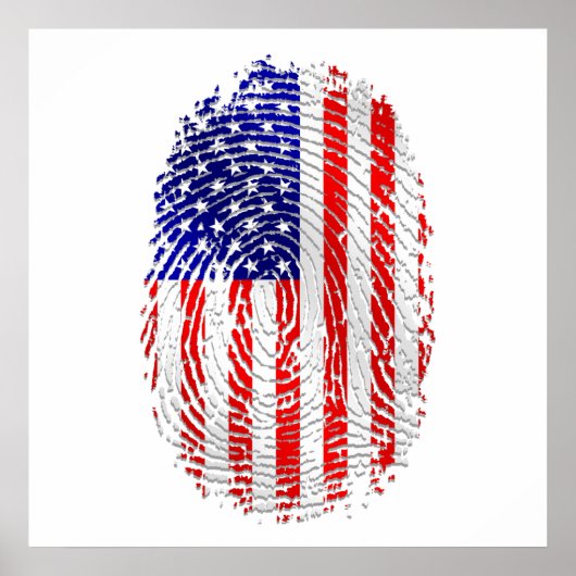 Poster Etats-Unis cadeaux sportifs USA fingerprint flag (Devant)