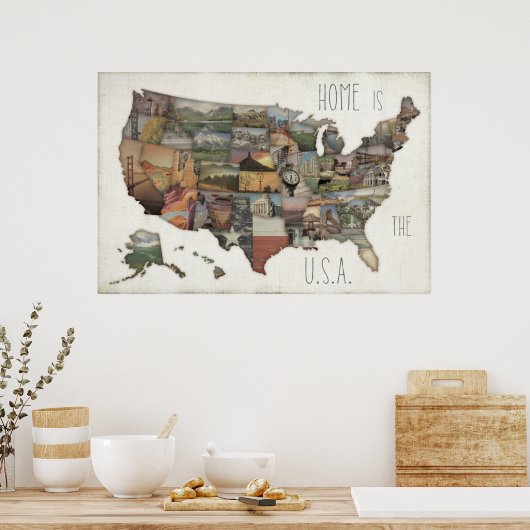 Poster États-Unis Collage (Cuisine)