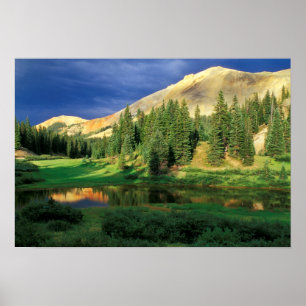Poster États-Unis, Colorado. Red Mountain au coucher du s