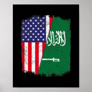 Poster États-Unis d'Amérique Arabie Saoudite Drapeau femm