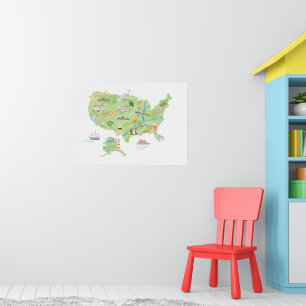 Poster États-Unis d'Amérique Carte illustrée