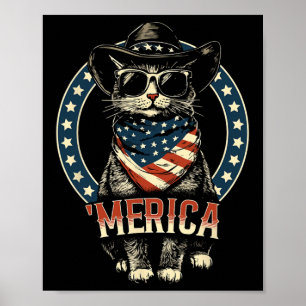 Poster États-Unis d'Amérique Chat 4 juillet Hommes Femmes