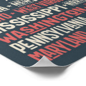 Poster États-Unis d'Amérique |États et capitales (Coin)