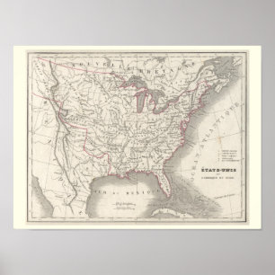 Poster Etats-Unis de l'Amerique du Nord - Historic Map