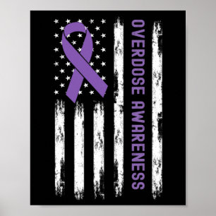 Poster États-Unis Drapeau Purple Ribbon Sensibilisation à