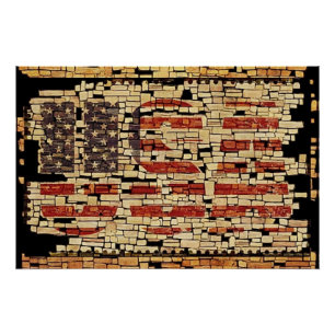 Poster États-Unis en détresse vintage lettres et drapeau 