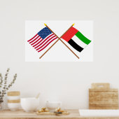 Poster États-Unis et Émirats arabes unis Drapeaux croisés (Cuisine)