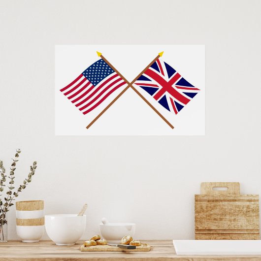 Poster États-Unis et Royaume-Uni Drapeaux croisés (Cuisine)