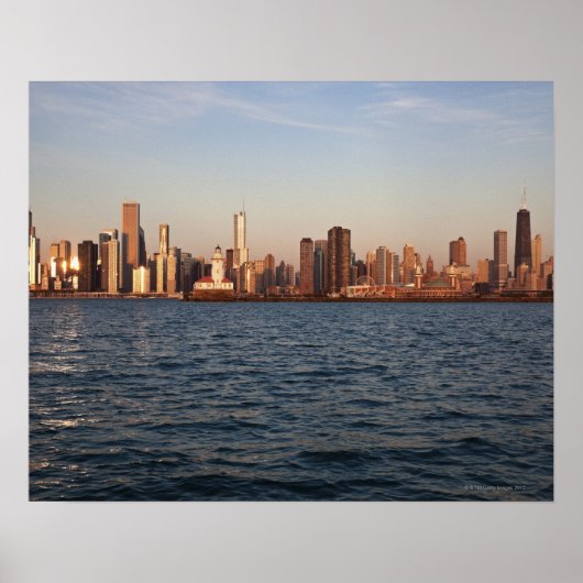 Poster États-Unis, Illinois, Chicago, City skyline au-des (Devant)