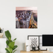 Poster États-Unis, Illinois, Chicago, Vue aérienne du lac (Bureau à domicile)