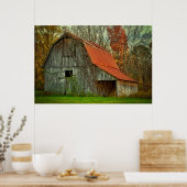 Poster États-Unis, Indiana. paysage rural, grange viticol (Cuisine)