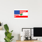 Poster etats-unis lebanon demi drapeau états-unis (Bureau à domicile)