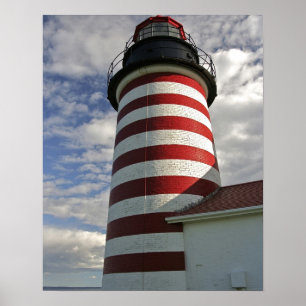 Poster États-Unis, Maine, Lubec. Phare de West Quoddy Hea