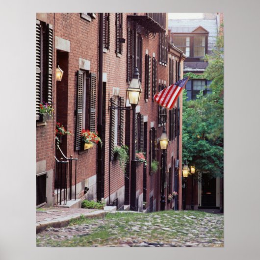 Poster États-Unis, Massachusetts, Boston, maisons le long (Devant)