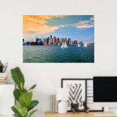 Poster États-Unis, Massachusetts. Skyline du front de mer (Bureau à domicile)