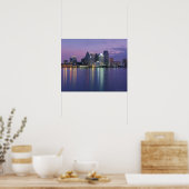 Poster États-Unis, Michigan, skyline de Detroit, nuit (Cuisine)