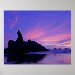 Poster États-Unis, Oregon, Bandon Beach. Silhouette de la