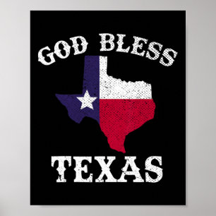 Poster États-Unis Texas Drapeau texan Dieu béni Texas