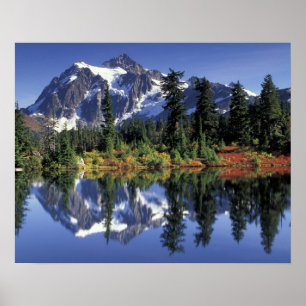 Poster États-Unis, WA, Heather Meadows RA. Mont Shuksan à
