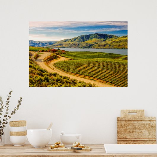 Poster États-Unis, Washington, Lac Chelan. Les vignobles  (Cuisine)