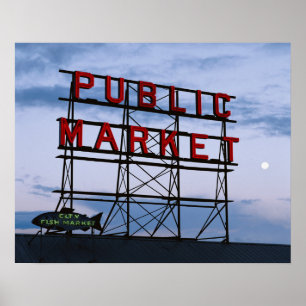 Poster États-Unis, Washington, Seattle, Pike Street Marke