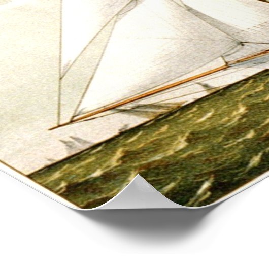 Poster Etching classique - Bateaux à voile (Coin)