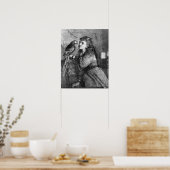 Poster Etching vintage pour filles et perroquets (Cuisine)