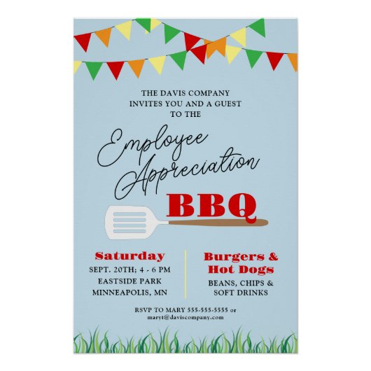 Poster Été BBQ Appréciation des employés (Devant)
