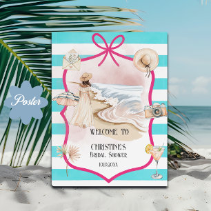 Poster Été Chic Plage et Vagues Bienvenue à la Fête de Ma
