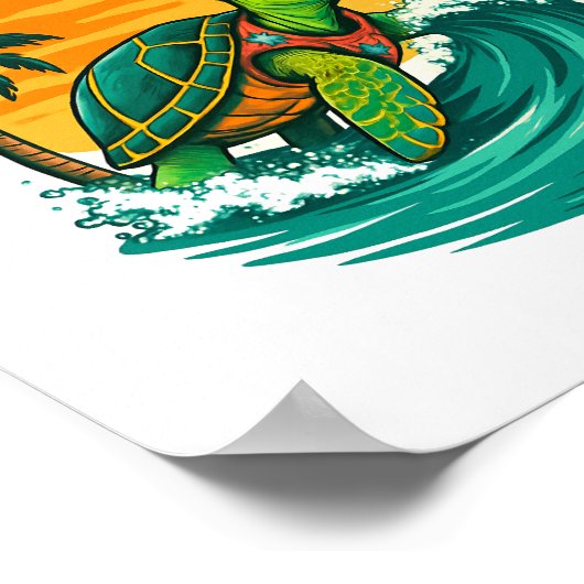 Poster Été cool - Vibes de tortues marines (Coin)