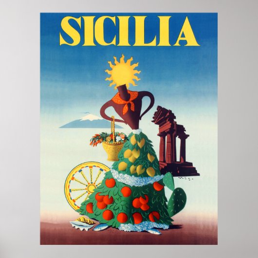 Poster Été en Sicile, Italie (Devant)