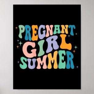 Poster Été Groovy Fille Enceinte