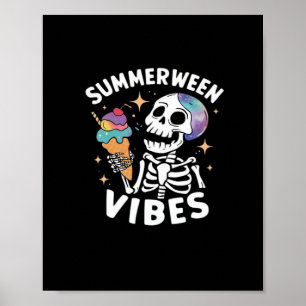 Poster Été Halloween Funky Skeleton Ice Cre