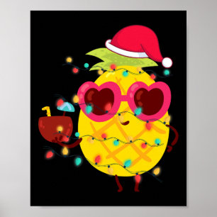 Poster Été Hawaïen Tropical Noël Pineapple Noël 
