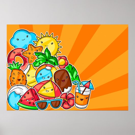 Poster Été Kawaii (Devant)