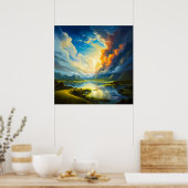 Poster Été Lac - Quatre saisons Illustration (Cuisine)