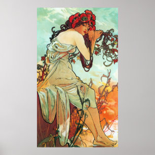 Poster Été, Les Saisons, Mucha