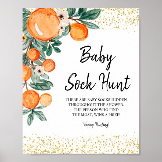 Poster Eté Orange Aquarelle Baby Sock Chasse (Devant)